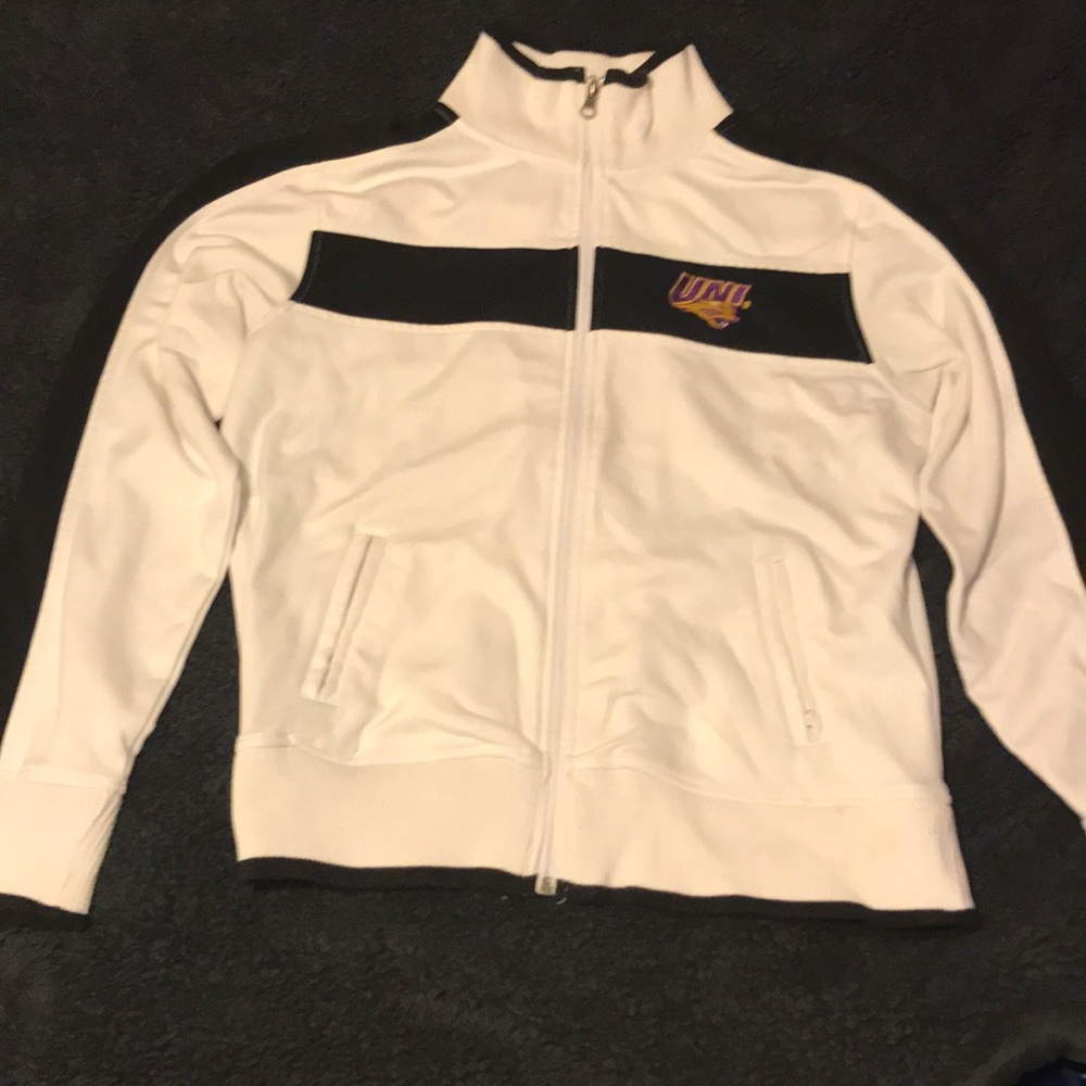 UNI white zip-up jacket 💜💛